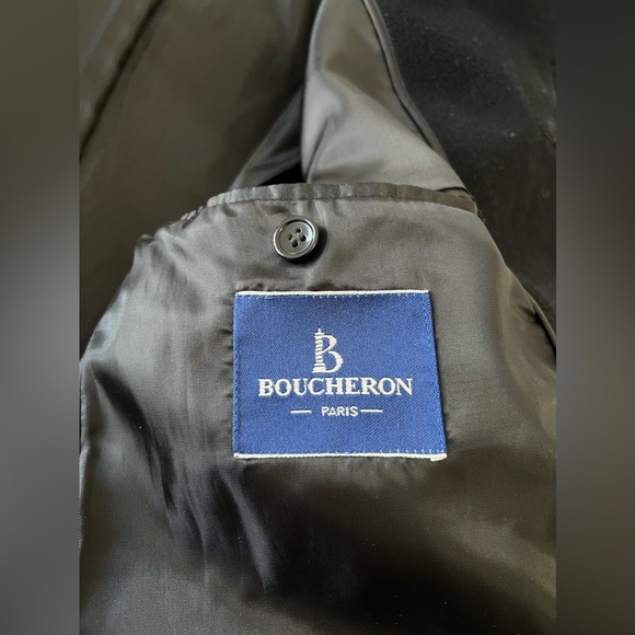 BOUCHERON Paris | Mens SZ 44 | Black Wool Cashmere Overcoat Jacket - Picture 10 of 11
